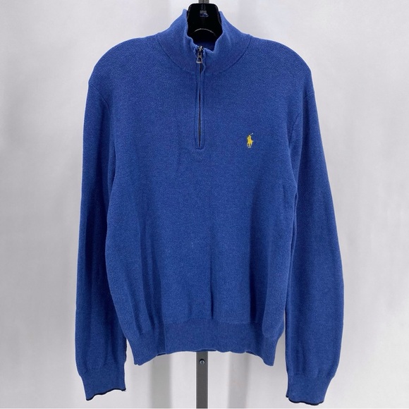 Ralph Lauren blue quarter zip sweater - Picture 1 of 8